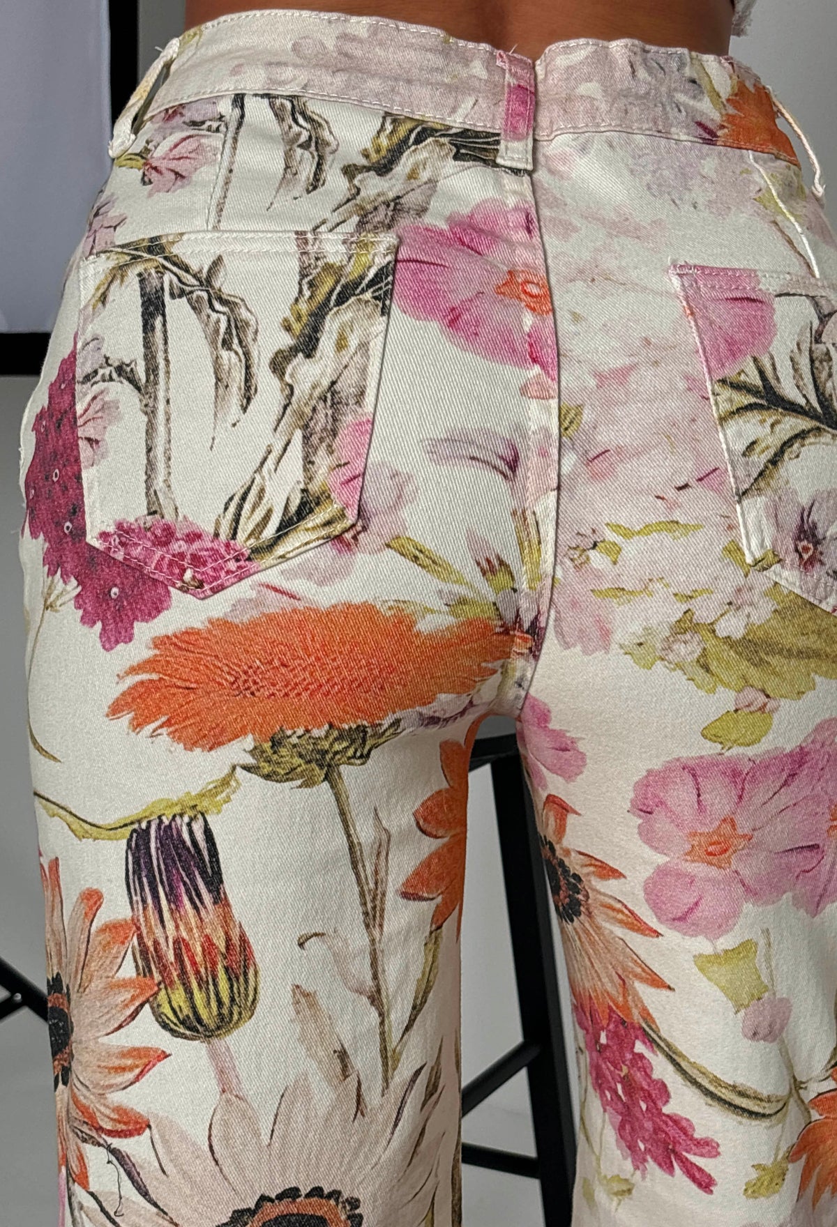 Loving You Multi Floral Stretch Denim Jeans