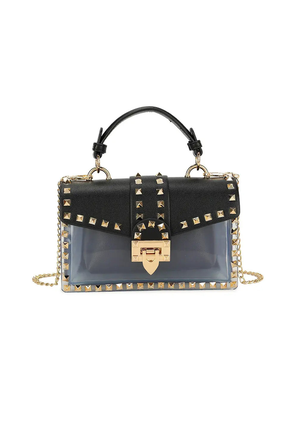 Making A Point Black Faux Leather Stud Detail Bag