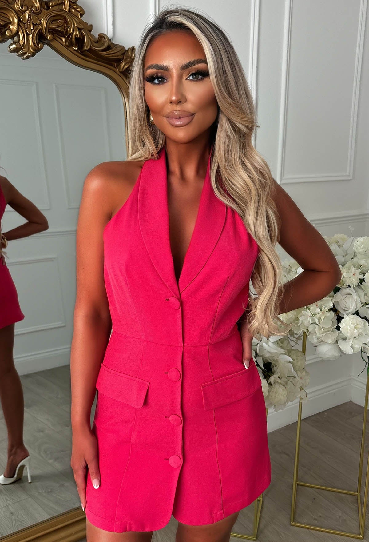 Malani Fuchsia Halterneck Blazer Playsuit
