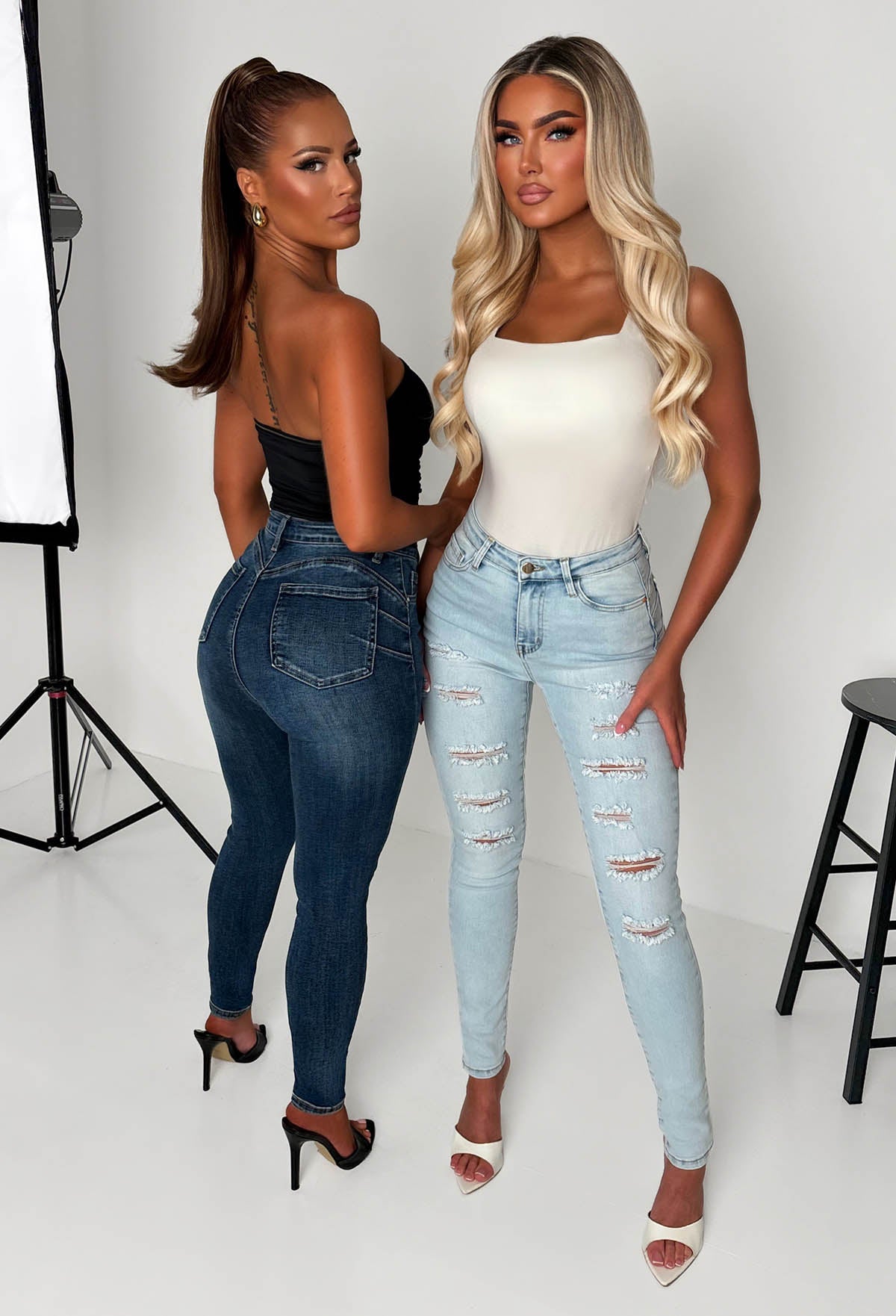 Push Me Baby Mid Blue Distressed Stretch Push Up Skinny Jeans
