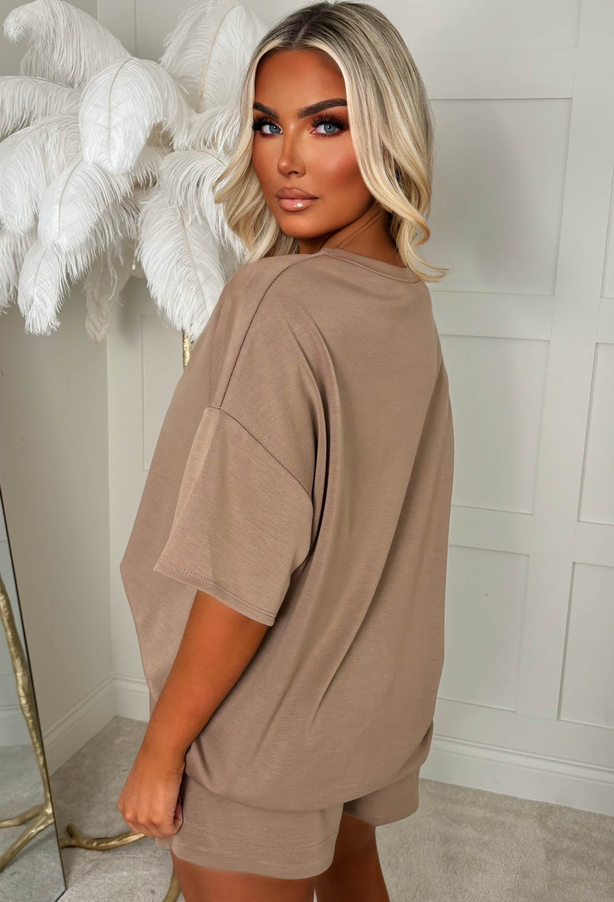 Sending Kisses Taupe Bisous Paris Top & Shorts Set