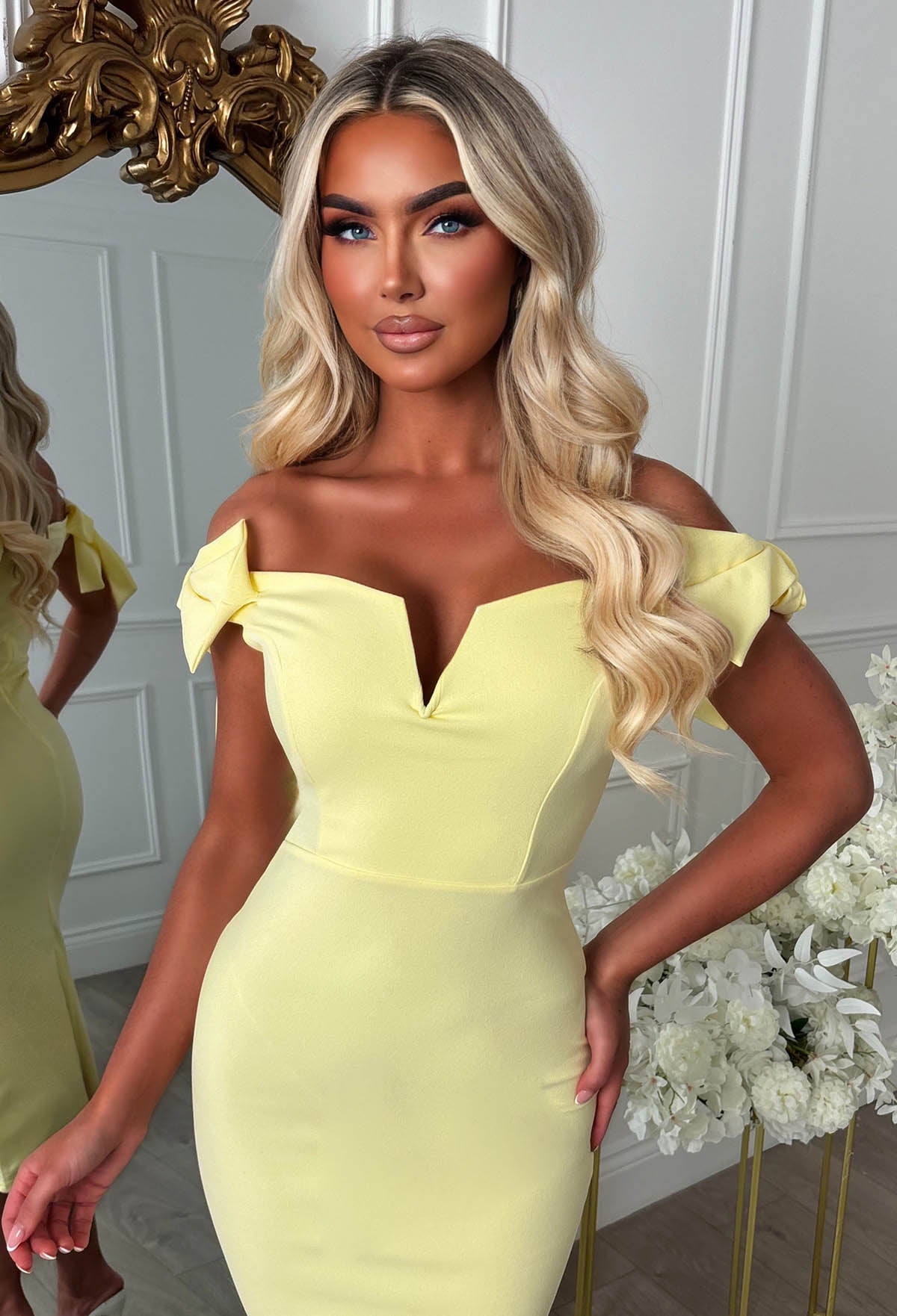 Tied With A Kiss Lemon Midaxi Dress With Side Bow