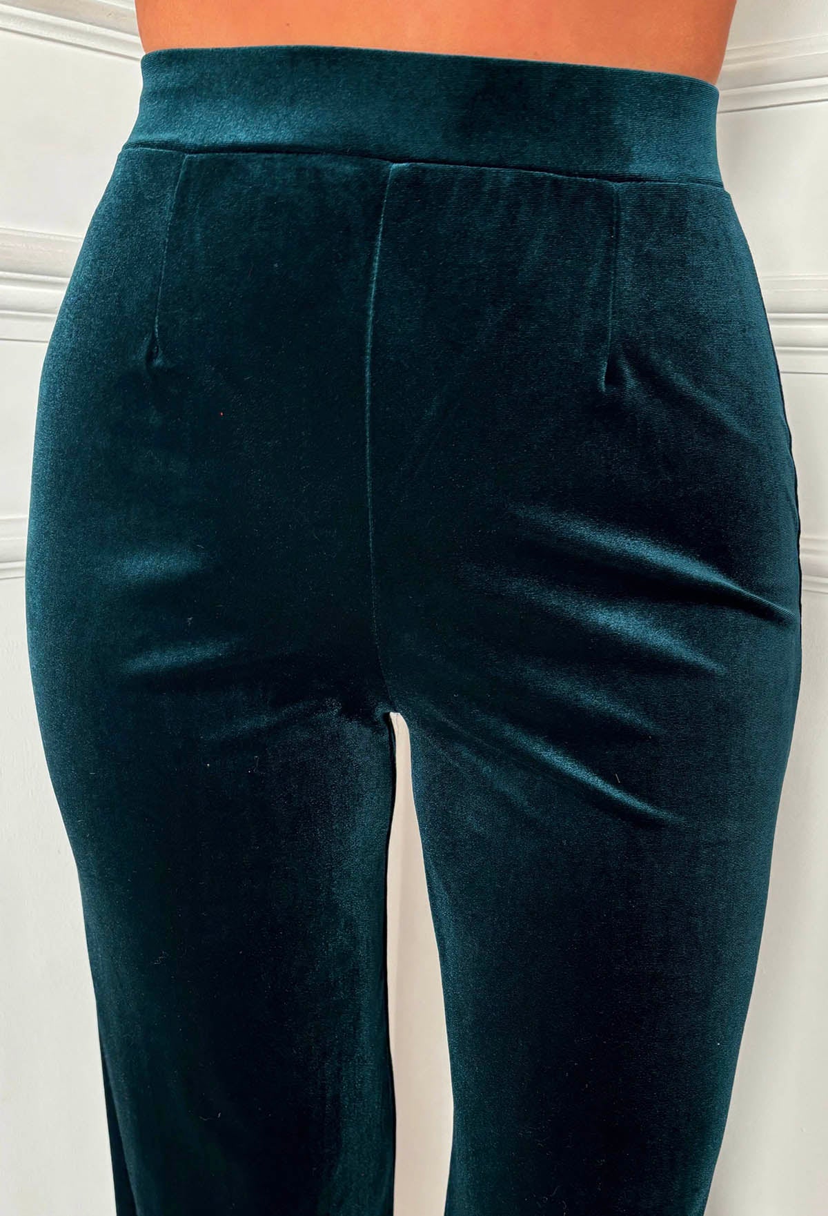 Your Embrace Green Velvet Wide Leg Trousers