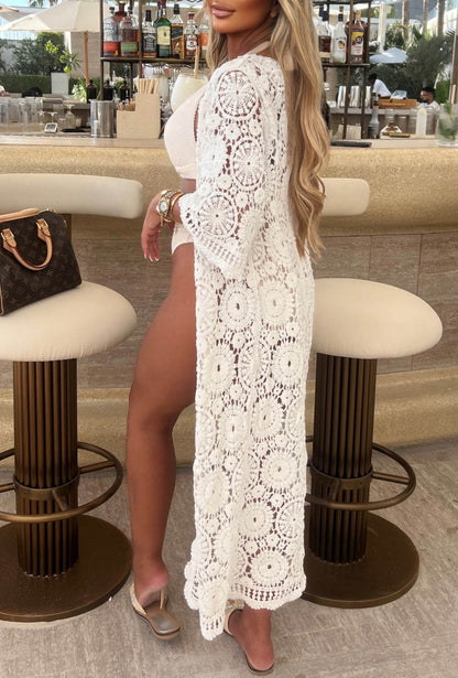 Boho Beauty Cream Crochet Knit Cardigan