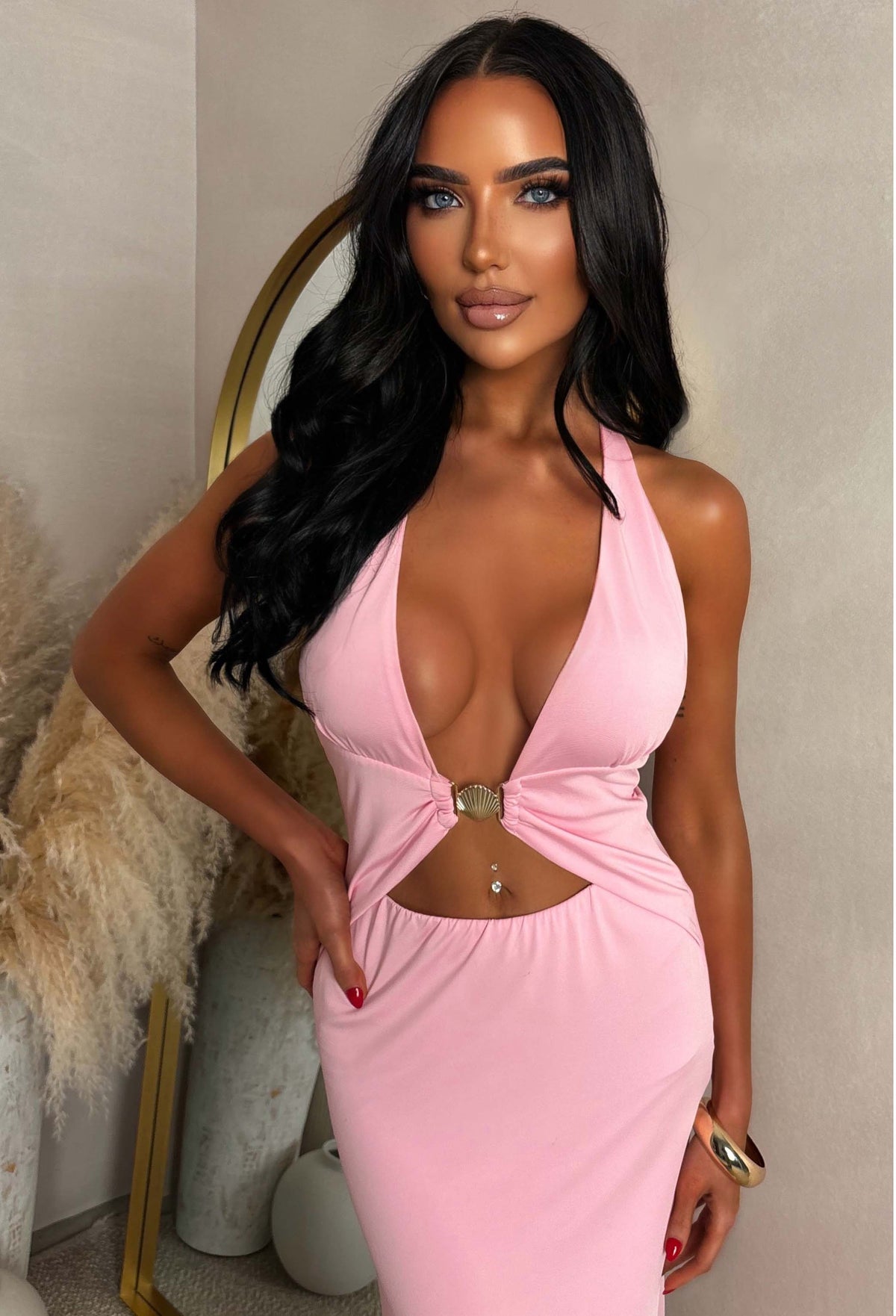 Sapphire Nights Pink Cut Out Maxi Dress