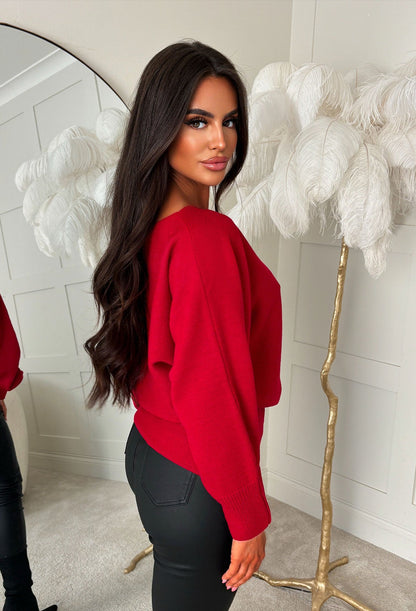 Barely Blush Red Ultra Soft Off The Shoulder Jumper