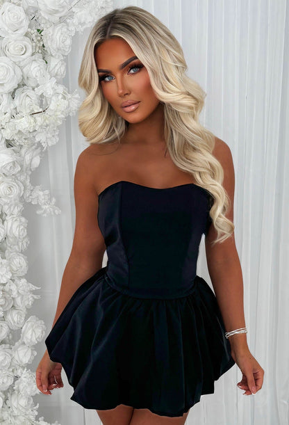 Bellarina Black Lace Back Bandeau Puff Ball Dress
