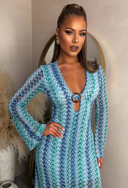 Bring On The Style Blue Zig Zag Maxi Dress