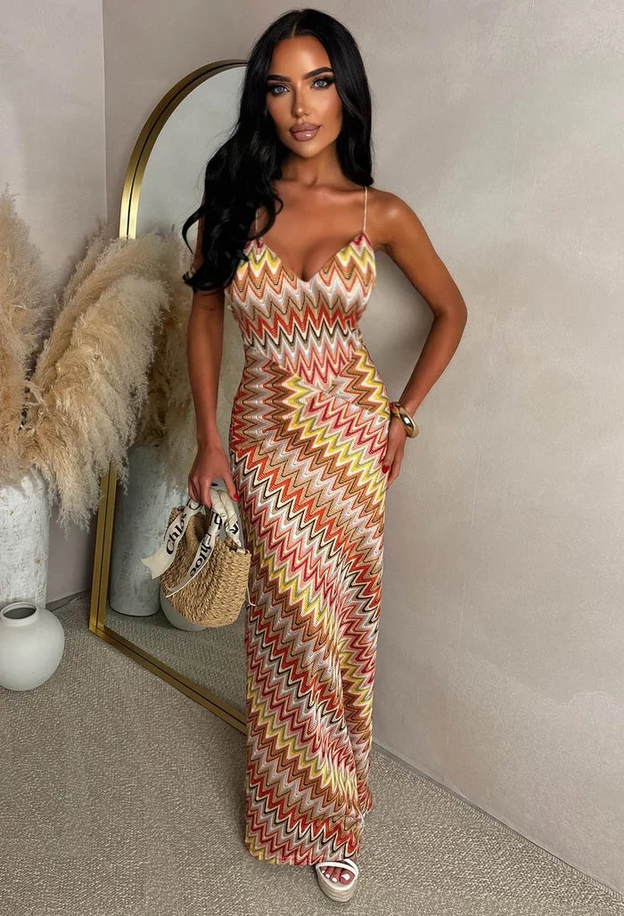 Bring On The Style Orange Zig Zag Maxi Dress