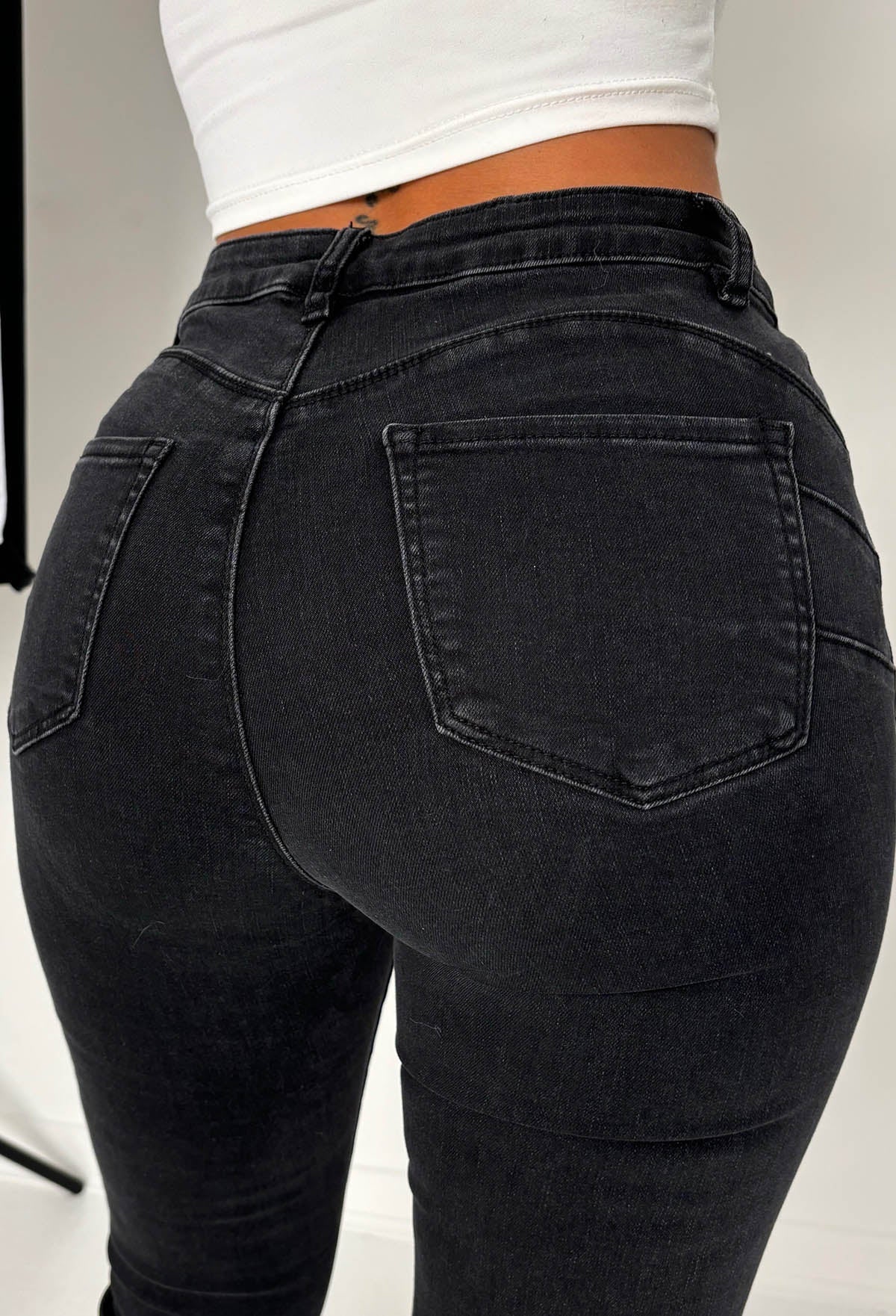 Christiane Black Stretch Push Up Flared Jeans