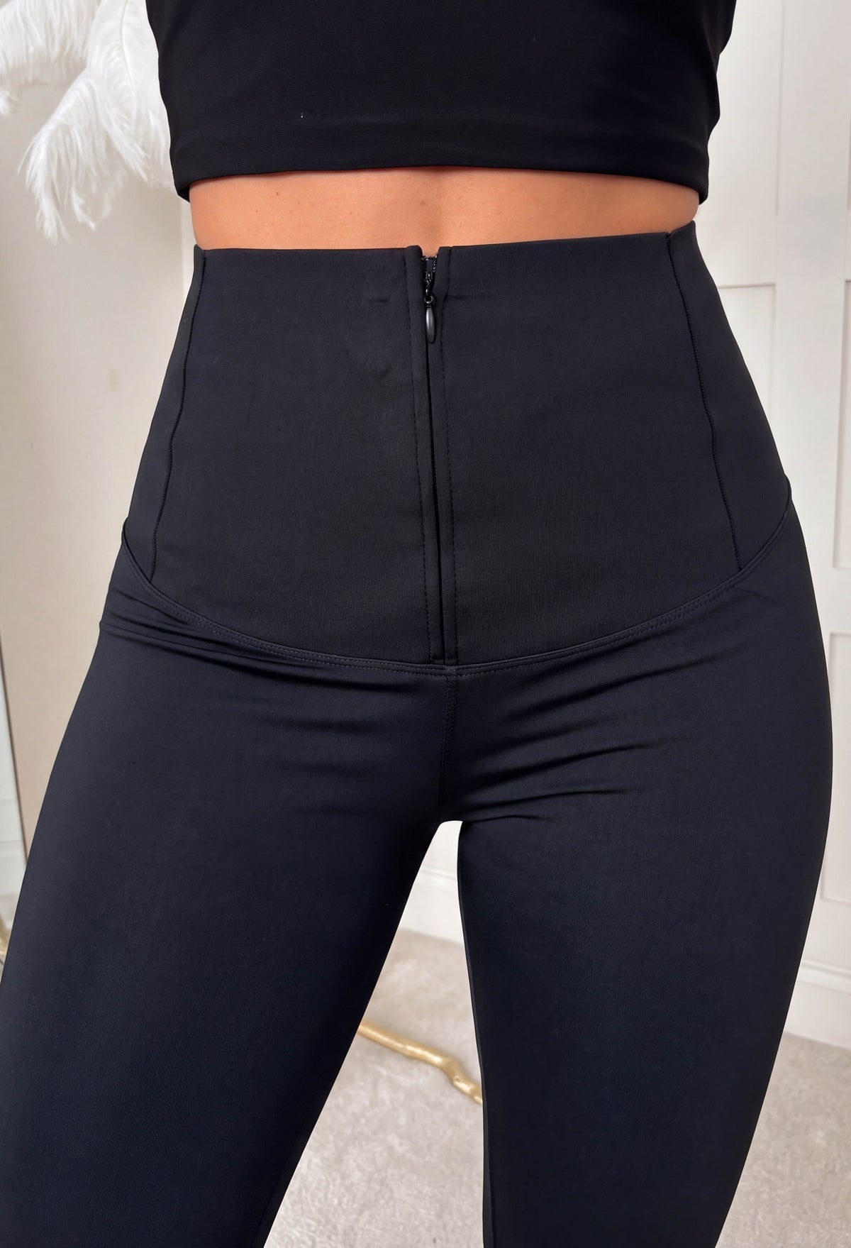 Contour Club Black High Waist Zip Up Sculpting Leggings