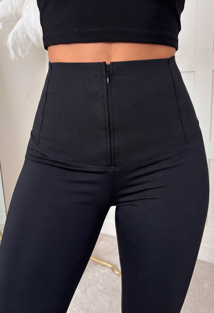 Contour Club Black High Waist Zip Up Sculpting Leggings