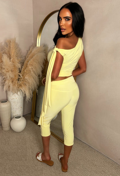 Cool Forever Lemon Tie Detail Top & Capri Trouser Co-Ord Set