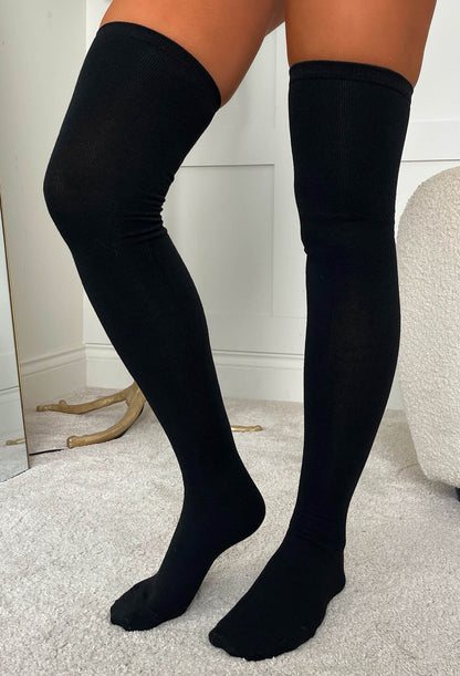 Cosy Chic Black Knee High Socks