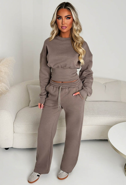 Cosy Love Mocha Cinched Waist Lounge Co-Ord Set