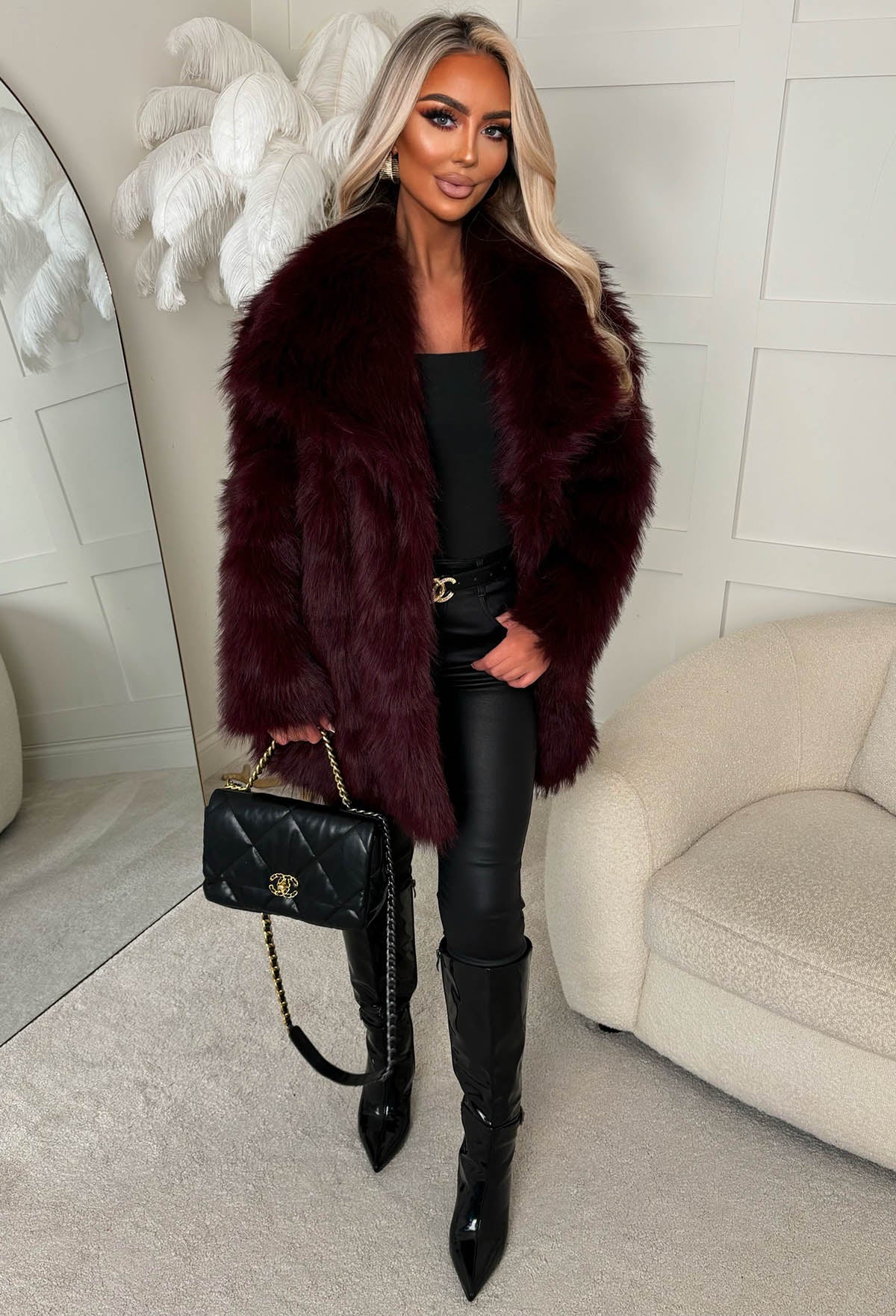 Faux Affair Burgundy Faux Fur Coat