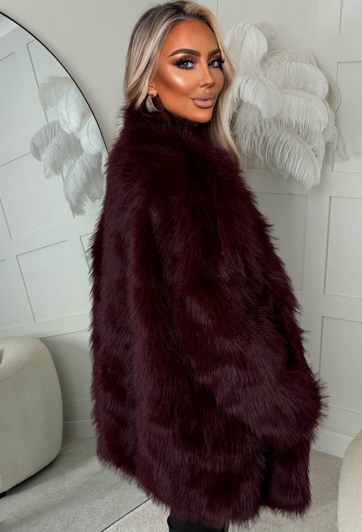 Faux Affair Burgundy Faux Fur Coat