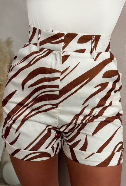 Hottie Mode Brown Tailored Blazer And Short Co-Ord