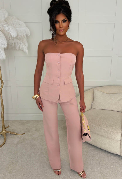 In My Business Pink Bandeau Waistcoat Top