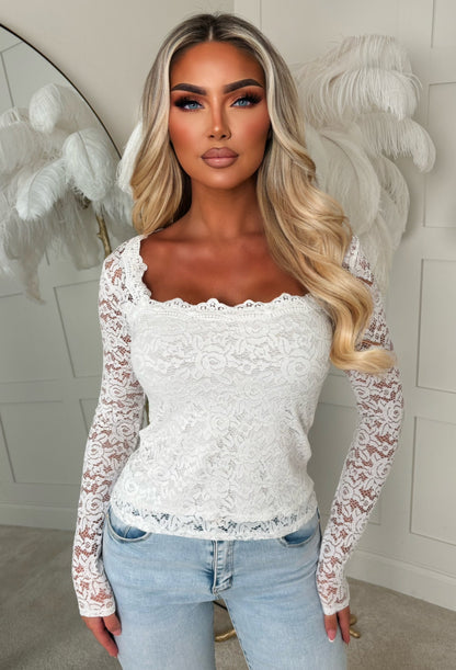 It Girl Energy White Lace Top