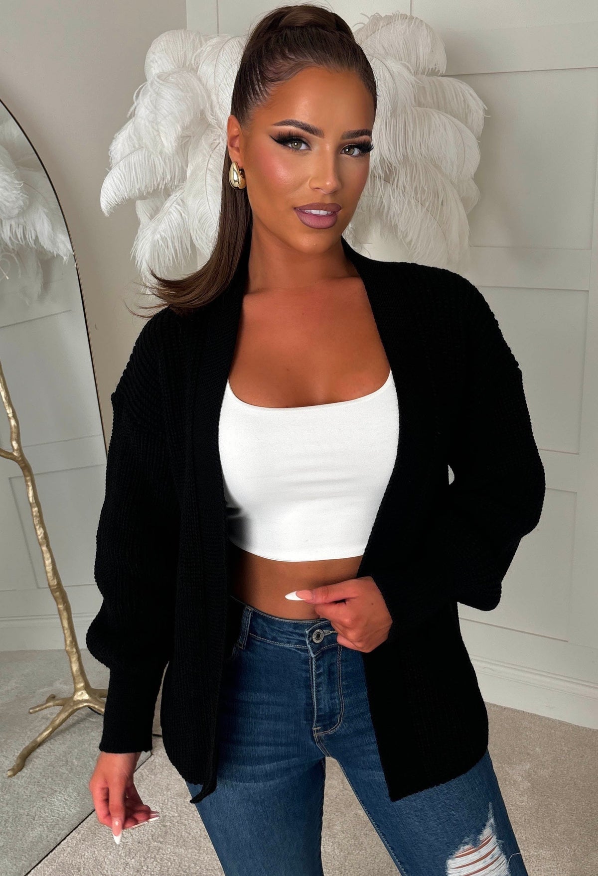 Katie Black Cropped Cardigan