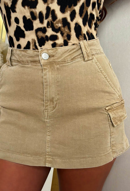 Lara Natural Stretch Cargo Skort