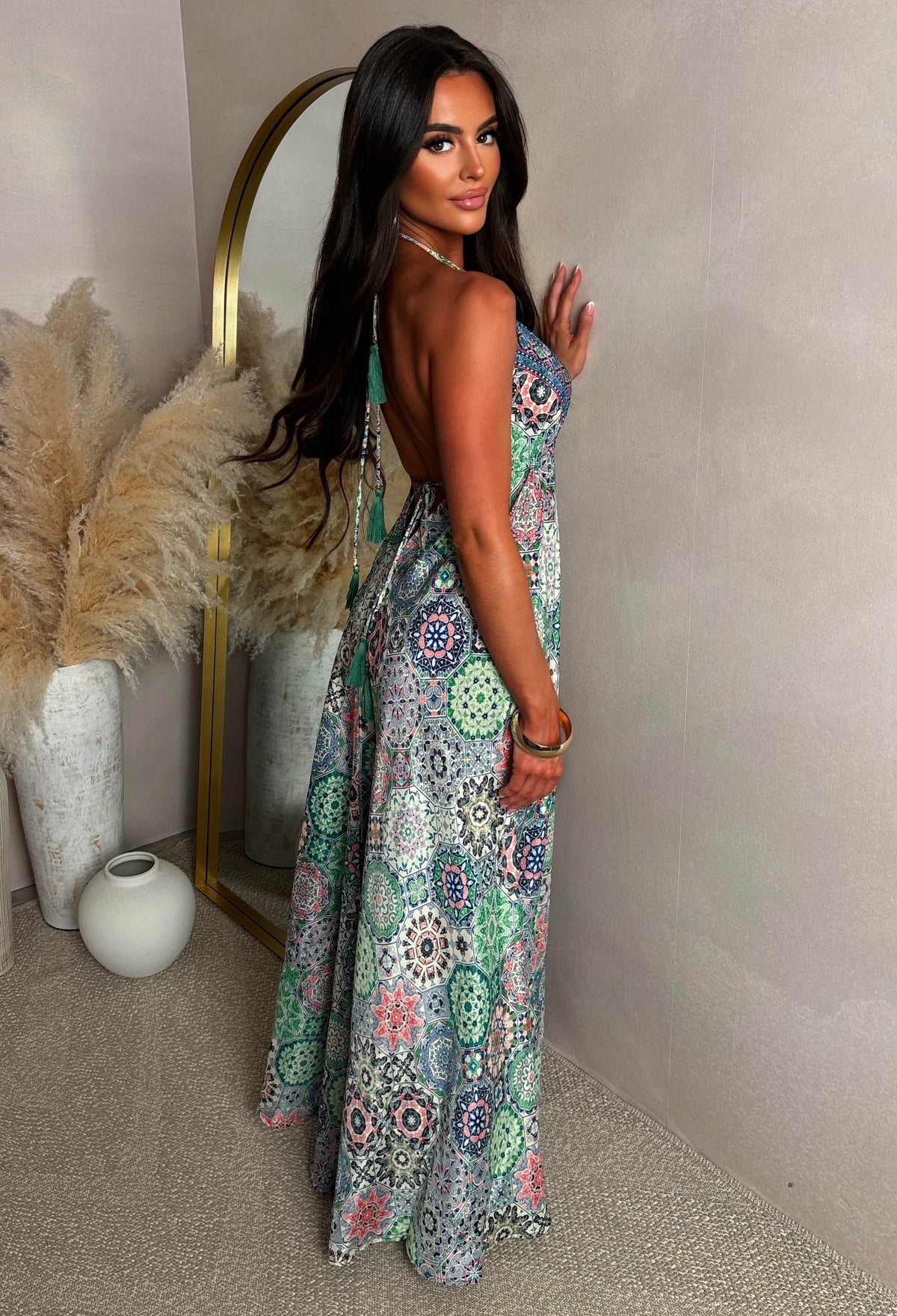 Lasting Forever Multi Printed Scarf Maxi Dress