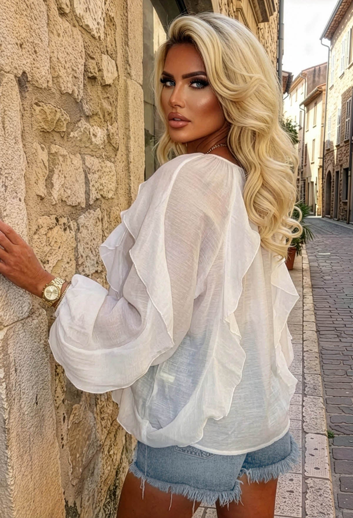 Lay Your Love White Ruffle Blouse