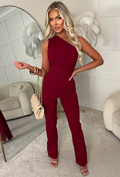 Love All Around Burgundy Bengaline Stretch Flared Trousers