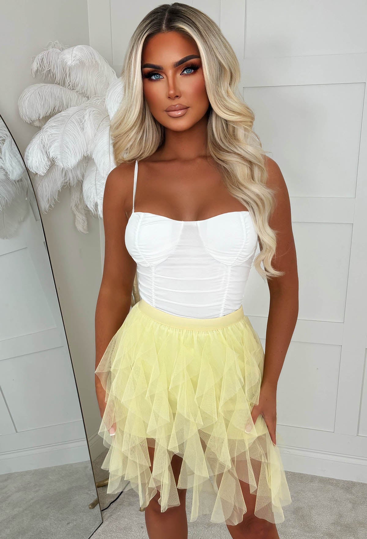 Lover Gal White Ruched Bodysuit