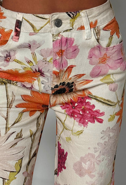 Loving You Multi Floral Stretch Denim Jeans