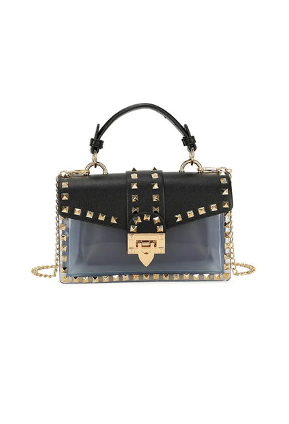 Making A Point Black Faux Leather Stud Detail Bag