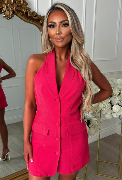 Malani Fuchsia Halterneck Blazer Playsuit