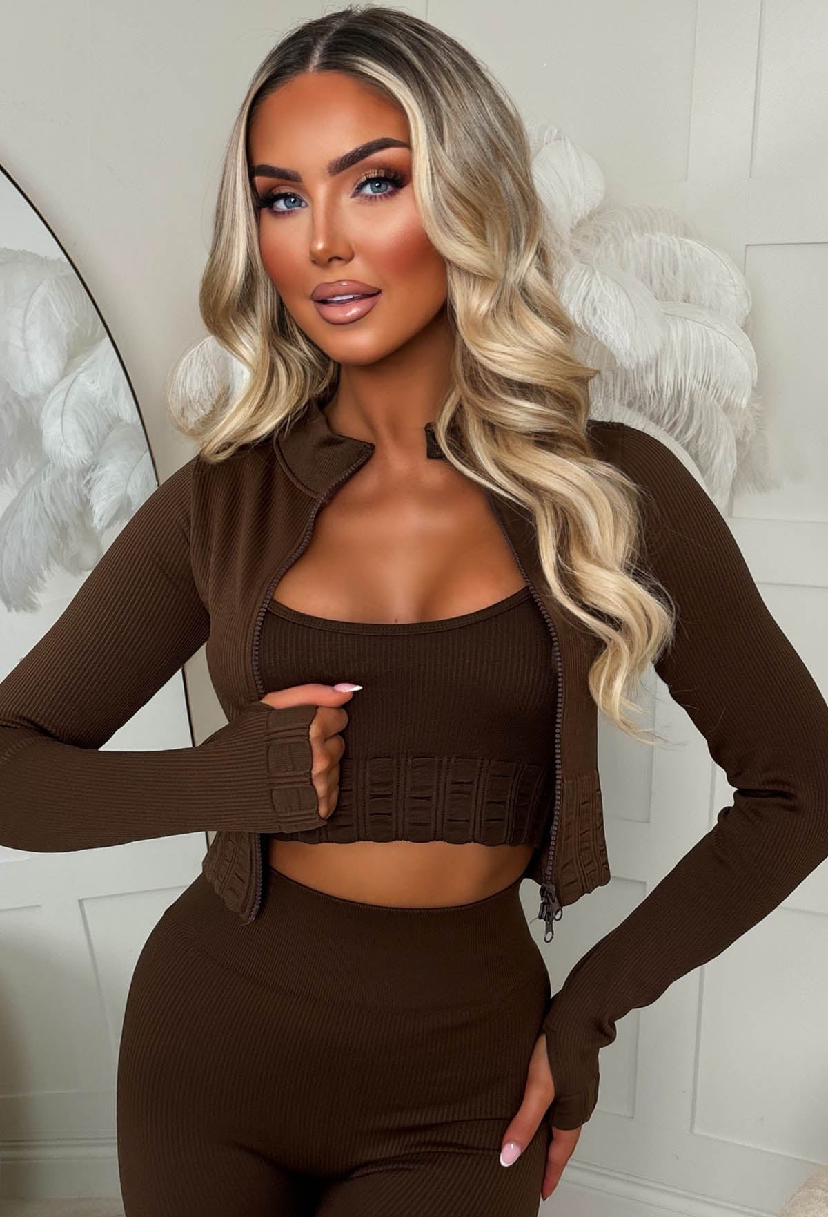 Off Duty Brown 3 Piece Athleisure Set