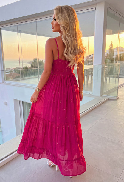 Pure Glow Pink Tiered Maxi Dress