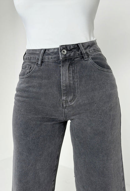 Rae Grey Super-Stretchy Flared Wide Leg Jeans
