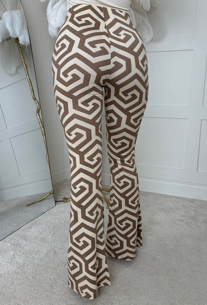 Riviera Romance Beige Printed Jersey Trousers