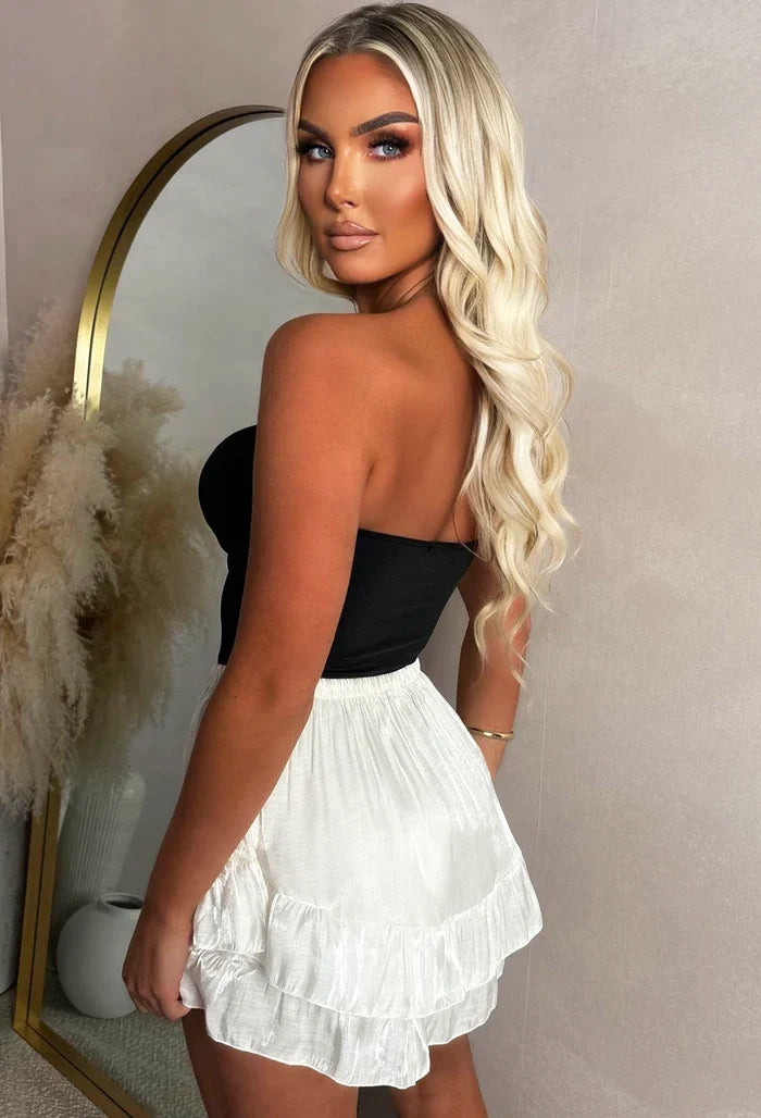 Ruffle Up Baby Cream Ruffle Stretch Waist Shorts