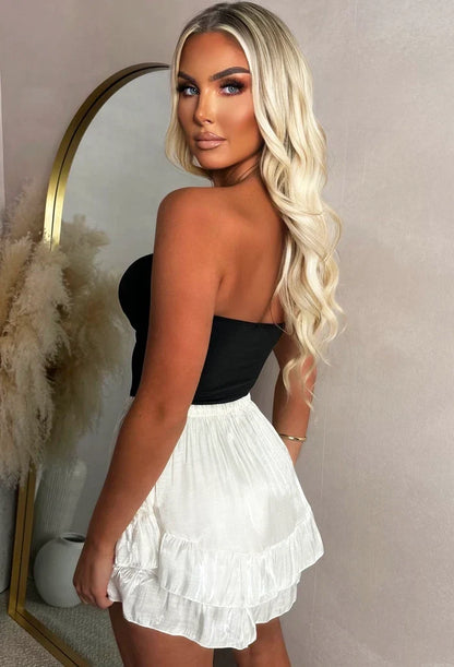 Ruffle Up Baby Cream Ruffle Stretch Waist Shorts