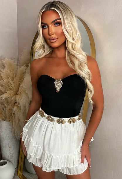Ruffle Up Baby Cream Ruffle Stretch Waist Shorts