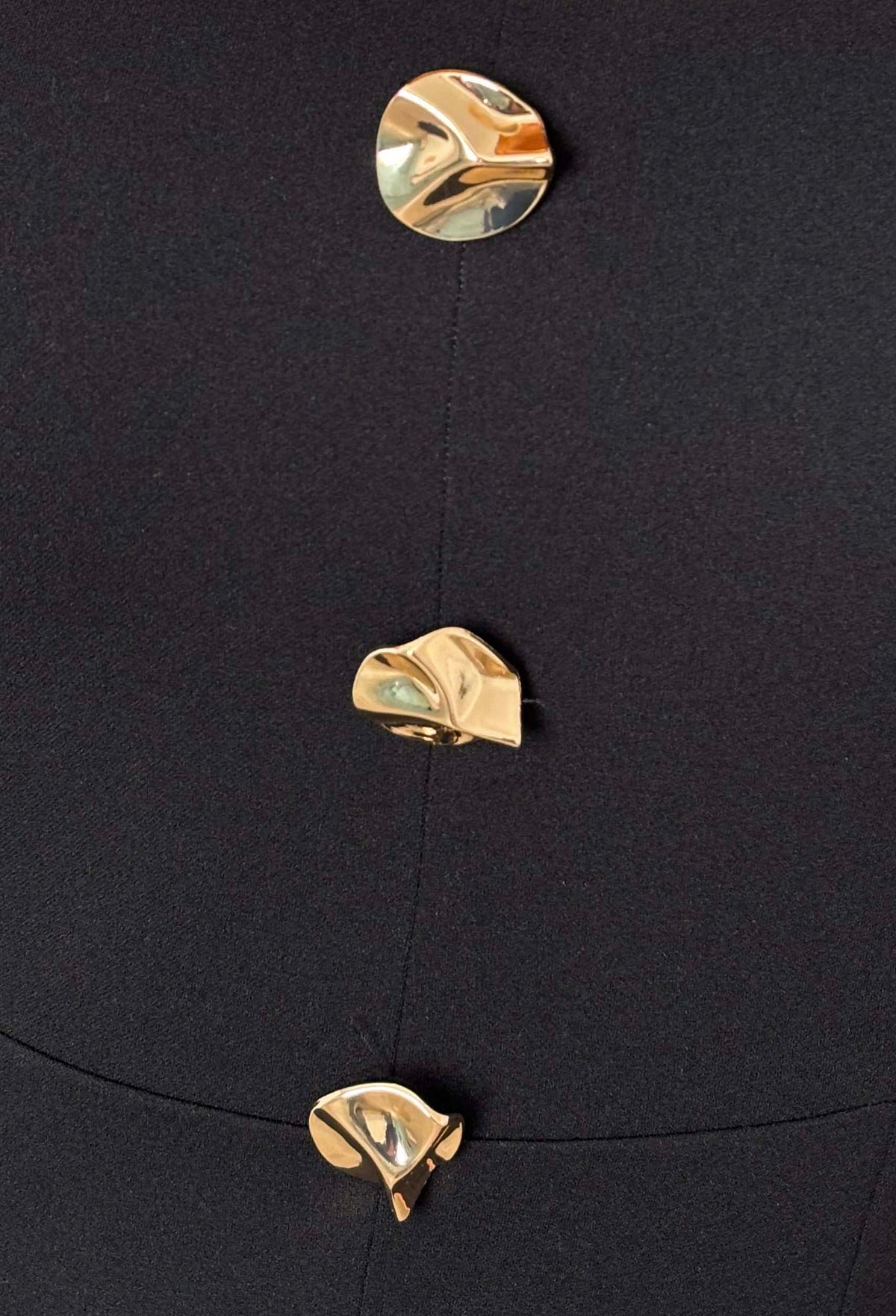 Sculpted Sweetheart Black Fitted Jumpsuit With Gold Buttons