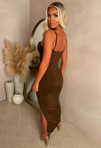 Seashell Siren Brown Shell Bust Maxi Dress