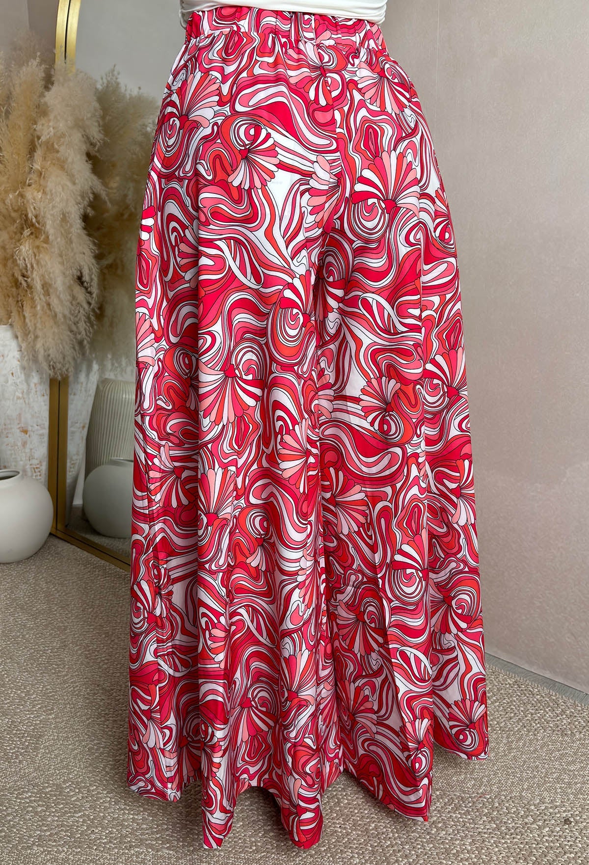 Secret Escape Hot Pink Printed Wide Leg Elasticated Trousers