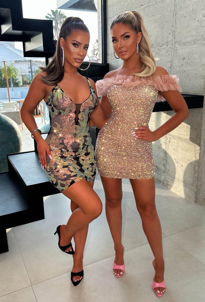 Showstopper Chic Black Sequin Embellished Mini Dress