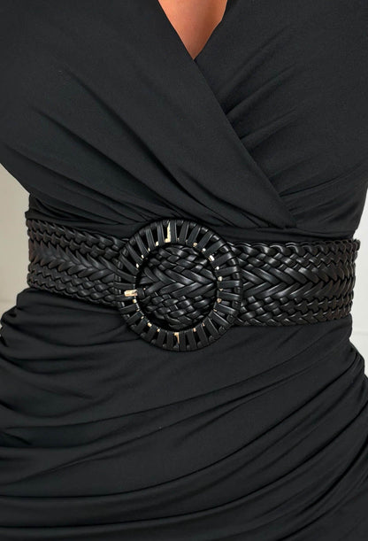 Slay The Night Black Woven Detail Belt