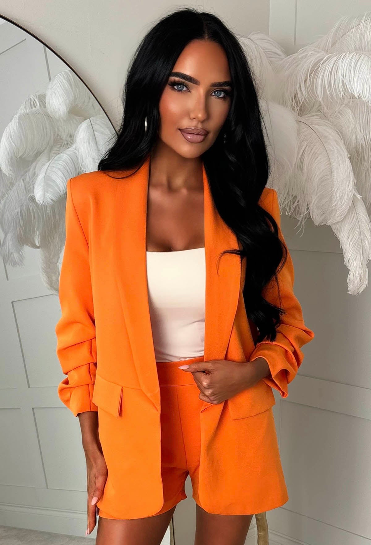 Suits Me Orange Blazer & Shorts Co-Ord Set