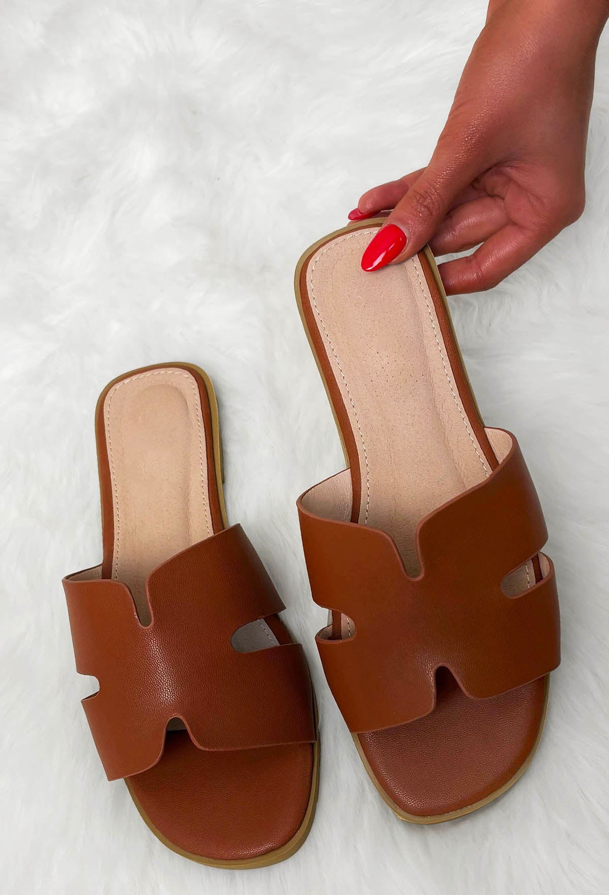 Summer Escape Tan Faux Leather Sandals