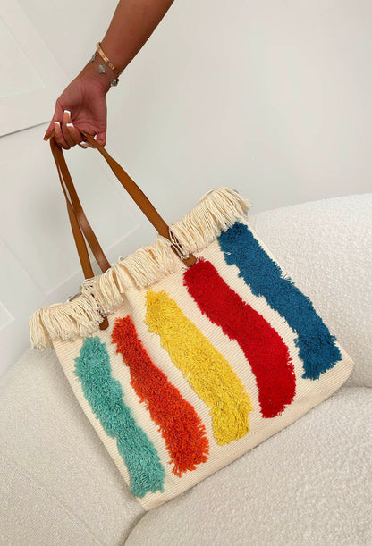 Take Me To Tropez Cream Beach Tote Bag