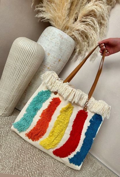 Take Me To Tropez Cream Beach Tote Bag