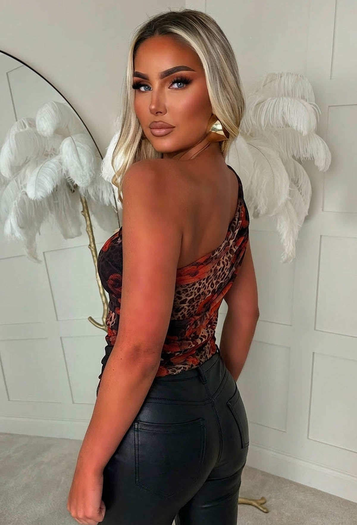Untamed Love Multi One Shoulder Red Rose Mesh Top